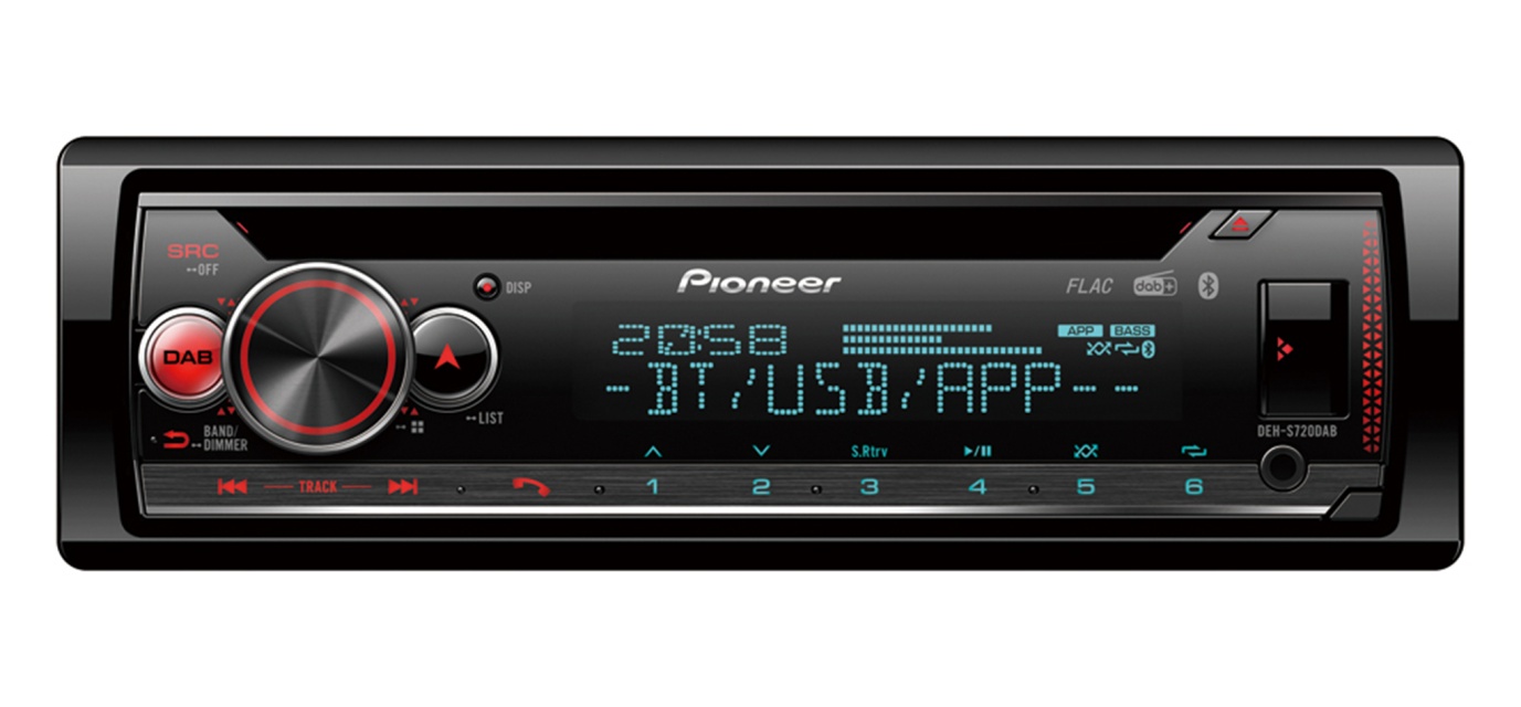 Pioneer DEH-S720DAB, bilstereo med 2x Bluetooth och DAB+