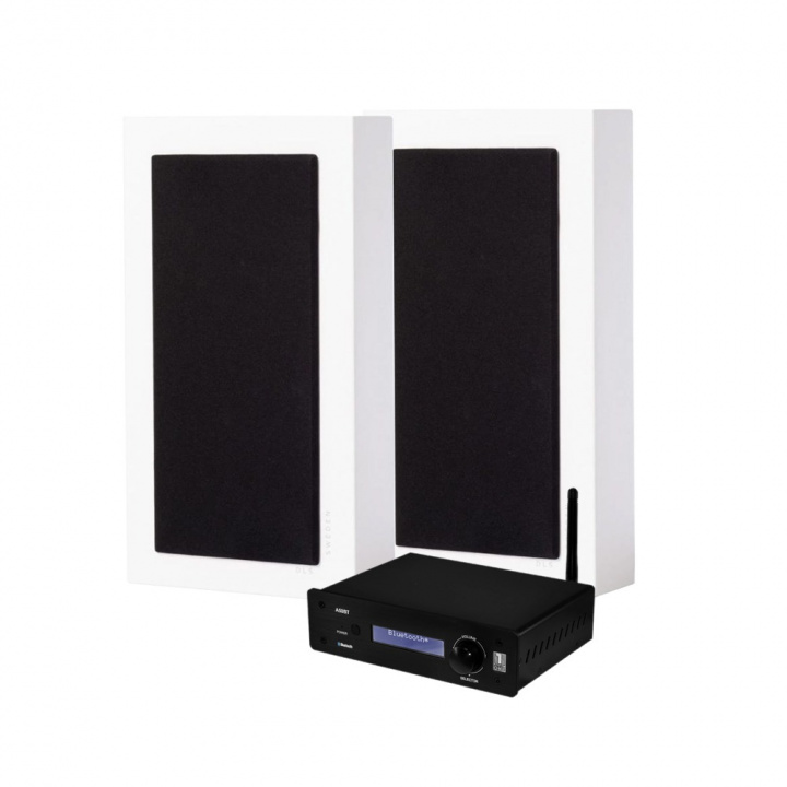 System One A50BT & DLS Flatbox Midi stereopaket, vit i gruppen Hemmaljud / Stereopaket hos CD Bilradio (SETA50BTPKT2)